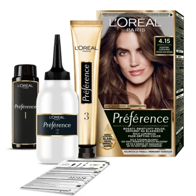 LOREAL PREFERANCE PERMANENT HAIR DYE DEEP BROWN 4.15
