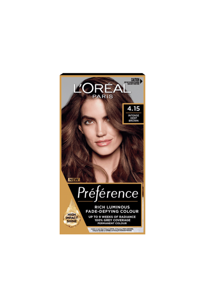 LOREAL PREFERANCE PERMANENT HAIR DYE DEEP BROWN 4.15