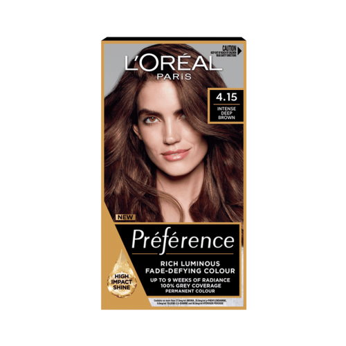 LOREAL PREFERANCE PERMANENT HAIR DYE DEEP BROWN 4.15
