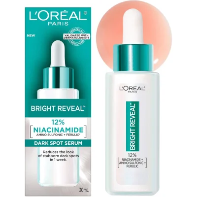 LOREAL PARIS BRIGHT REVEAL  NICINAMID DARK SPOT SERUM 30ML